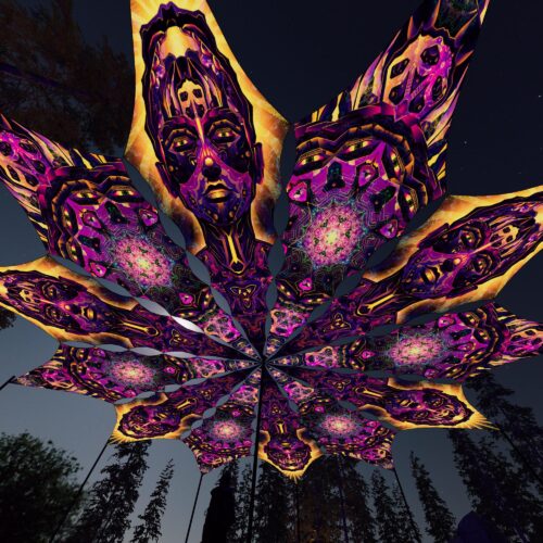 AS-PT03 and AS-PT01 - 12 Petals Canopy Set - UV-Reactive Flurescent Ceiling Decoration - 3D-Preview