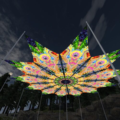 DMT-Fish - 12 Petals Canopy Set - UV-Reactive Flurescent Ceiling Decoration - 3D-Preview