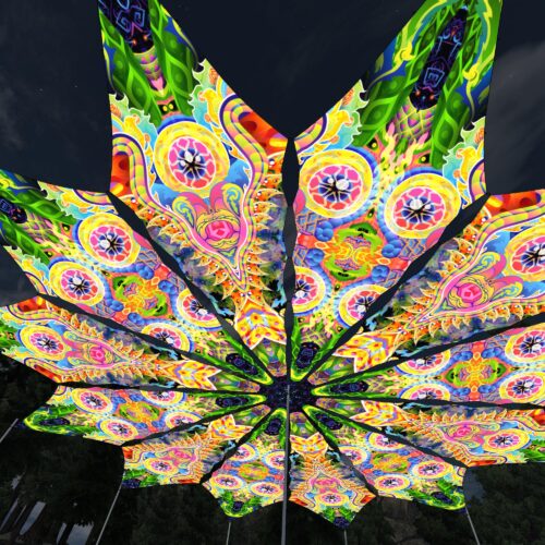 DMT-Fish and Mind Tunnel - 12 Petals Canopy Set - UV-Reactive Flurescent Ceiling Decoration - 3D-Preview