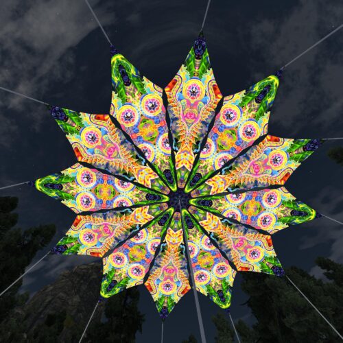 DMT-Fish and Mind Tunnel - 12 Petals Canopy Set - UV-Reactive Flurescent Ceiling Decoration - 3D-Preview
