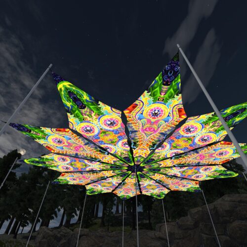 DMT-Fish and Mind Tunnel - 12 Petals Canopy Set - UV-Reactive Flurescent Ceiling Decoration - 3D-Preview
