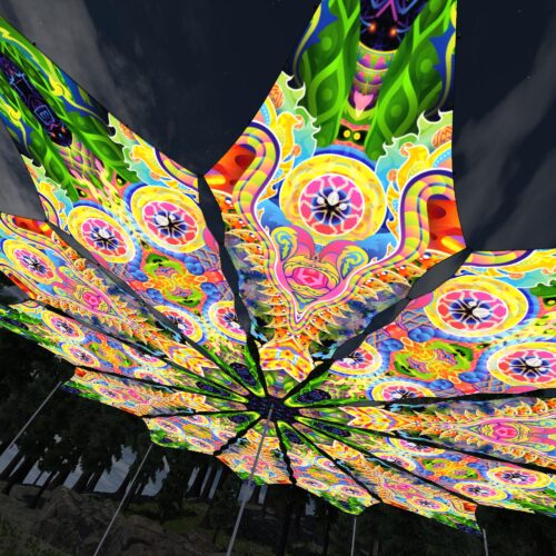 DMT-Fish and Mind Tunnel - 12 Petals Canopy Set - UV-Reactive Flurescent Ceiling Decoration - 3D-Preview