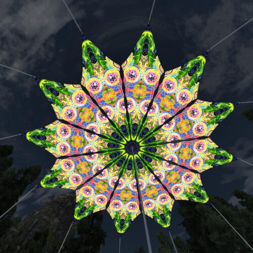 Mind Tunnel - 12 Petals Canopy Set - UV-Reactive Flurescent Ceiling Decoration - 3D-Preview
