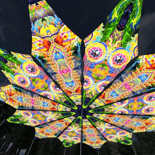 Mind Tunnel and Psychic Vajra - 12 Petals Canopy Set - UV-Reactive Flurescent Ceiling Decoration - 3D-Preview