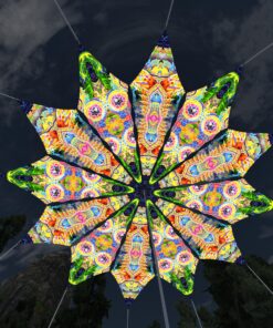 Mind Tunnel and Psychic Vajra - 12 Petals Canopy Set - UV-Reactive Flurescent Ceiling Decoration - 3D-Preview