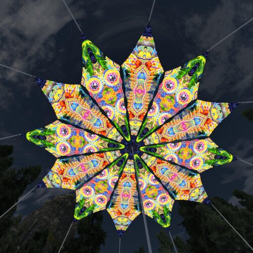 Mind Tunnel and Psychic Vajra - 12 Petals Canopy Set - UV-Reactive Flurescent Ceiling Decoration - 3D-Preview