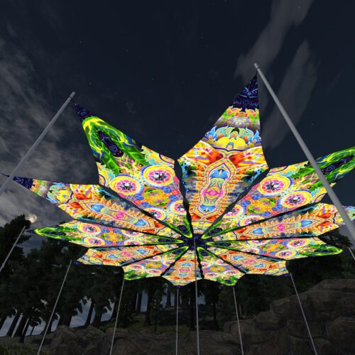 Mind Tunnel and Psychic Vajra - 12 Petals Canopy Set - UV-Reactive Flurescent Ceiling Decoration - 3D-Preview