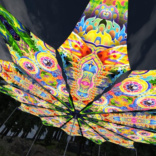Mind Tunnel and Psychic Vajra - 12 Petals Canopy Set - UV-Reactive Flurescent Ceiling Decoration - 3D-Preview