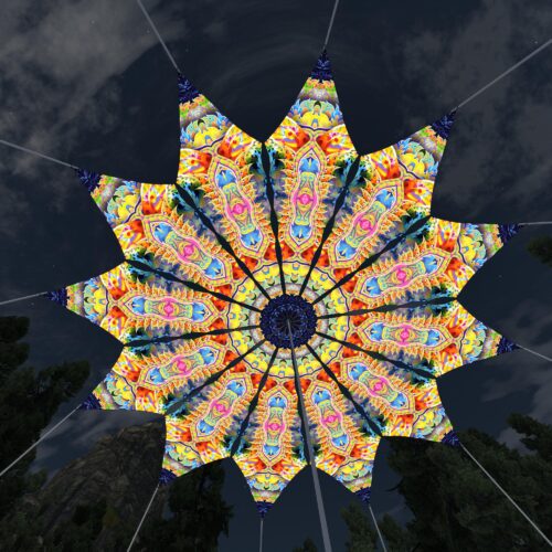 Psychic Vajra - 12 Petals Canopy Set - UV-Reactive Flurescent Ceiling Decoration - 3D-Preview