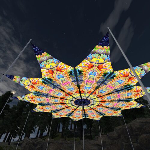 Psychic Vajra - 12 Petals Canopy Set - UV-Reactive Flurescent Ceiling Decoration - 3D-Preview