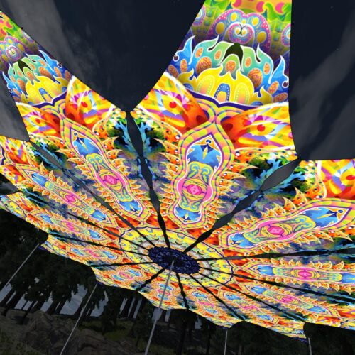 Psychic Vajra - 12 Petals Canopy Set - UV-Reactive Flurescent Ceiling Decoration - 3D-Preview