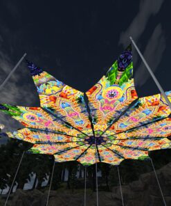 Psychic Vajra and DMT-Fish - 12 Petals Canopy Set - UV-Reactive Flurescent Ceiling Decoration - 3D-Preview