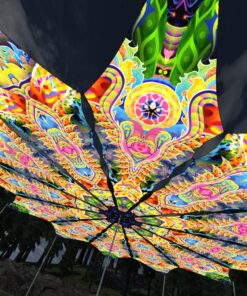 Psychic Vajra and DMT-Fish - 12 Petals Canopy Set - UV-Reactive Flurescent Ceiling Decoration - 3D-Preview