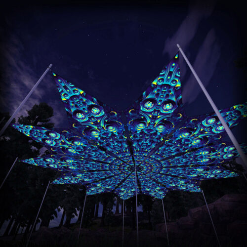 Cyber Nexus - 12 Petals Canopy Set - UV-Reactive Flurescent Ceiling Decoration - 3D-Preview