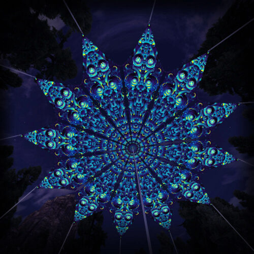 Cyber Nexus - 12 Petals Canopy Set - UV-Reactive Flurescent Ceiling Decoration - 3D-Preview