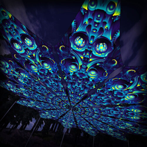 Cyber Nexus - 12 Petals Canopy Set - UV-Reactive Flurescent Ceiling Decoration - 3D-Preview