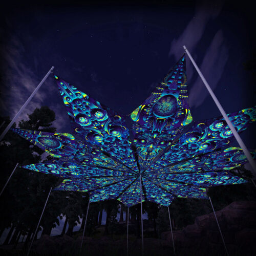 Cyber Nexus and Neuro Hybrid - 12 Petals Canopy Set - UV-Reactive Flurescent Ceiling Decoration - 3D-Preview