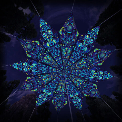 Cyber Nexus and Neuro Hybrid - 12 Petals Canopy Set - UV-Reactive Flurescent Ceiling Decoration - 3D-Preview