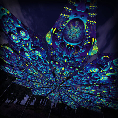 Cyber Nexus and Neuro Hybrid - 12 Petals Canopy Set - UV-Reactive Flurescent Ceiling Decoration - 3D-Preview