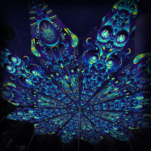 Cyber Nexus and Neuro Hybrid - 12 Petals Canopy Set - UV-Reactive Flurescent Ceiling Decoration - 3D-Preview