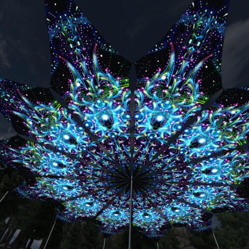 Blue Adept - 12 Petals Canopy Set - UV-Reactive Flurescent Ceiling Decoration - 3D-Preview