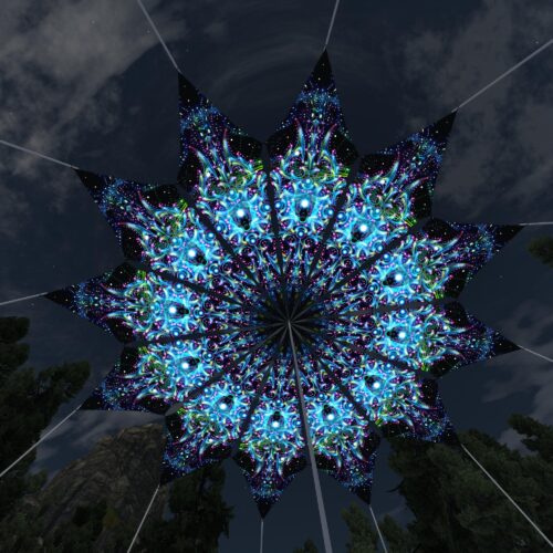 Blue Adept - 12 Petals Canopy Set - UV-Reactive Flurescent Ceiling Decoration - 3D-Preview