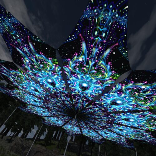 Blue Adept - 12 Petals Canopy Set - UV-Reactive Flurescent Ceiling Decoration - 3D-Preview