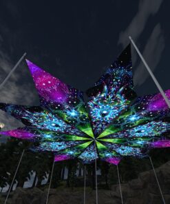 Blue Adept and Geometry Galaxy - 12 Petals Canopy Set - UV-Reactive Flurescent Ceiling Decoration - 3D-Preview