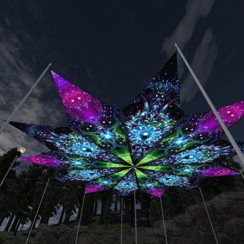 Blue Adept and Geometry Galaxy - 12 Petals Canopy Set - UV-Reactive Flurescent Ceiling Decoration - 3D-Preview
