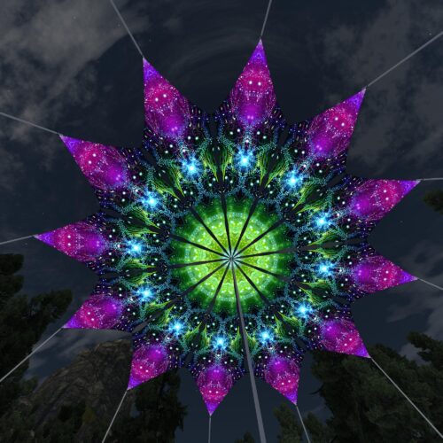 Geometry Galaxy - 12 Petals Canopy Set - UV-Reactive Flurescent Ceiling Decoration - 3D-Preview