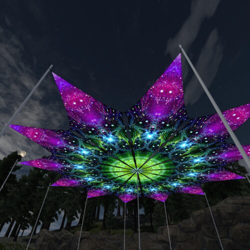 Geometry Galaxy - 12 Petals Canopy Set - UV-Reactive Flurescent Ceiling Decoration - 3D-Preview