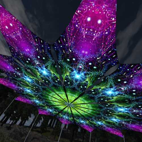 Geometry Galaxy - 12 Petals Canopy Set - UV-Reactive Flurescent Ceiling Decoration - 3D-Preview
