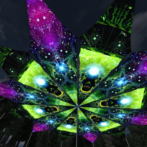 Geometry Galaxy and Green Adept - 12 Petals Canopy Set - UV-Reactive Flurescent Ceiling Decoration - 3D-Preview