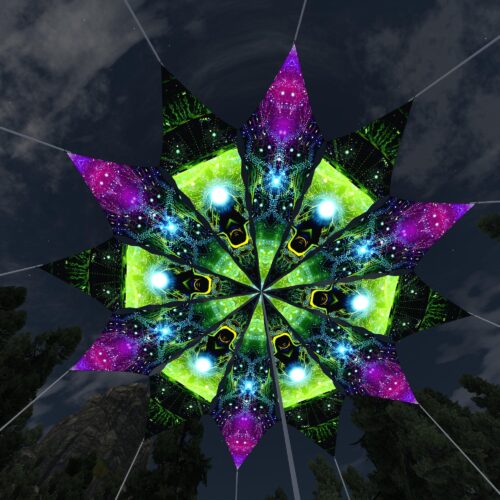 Geometry Galaxy and Green Adept - 12 Petals Canopy Set - UV-Reactive Flurescent Ceiling Decoration - 3D-Preview