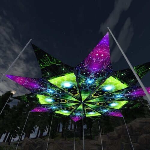 Geometry Galaxy and Green Adept - 12 Petals Canopy Set - UV-Reactive Flurescent Ceiling Decoration - 3D-Preview