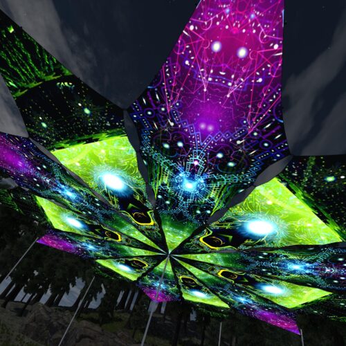Geometry Galaxy and Green Adept - 12 Petals Canopy Set - UV-Reactive Flurescent Ceiling Decoration - 3D-Preview
