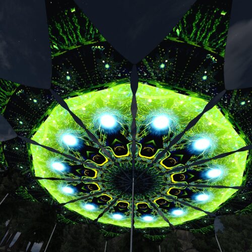 Green Adept - 12 Petals Canopy Set - UV-Reactive Flurescent Ceiling Decoration - 3D-Preview