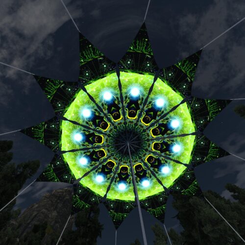 Green Adept - 12 Petals Canopy Set - UV-Reactive Flurescent Ceiling Decoration - 3D-Preview