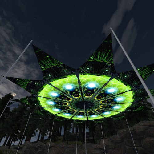 Green Adept - 12 Petals Canopy Set - UV-Reactive Flurescent Ceiling Decoration - 3D-Preview
