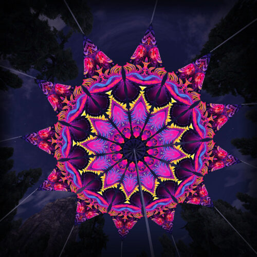Demon Harmony - 12 Petals Canopy Set - UV-Reactive Flurescent Ceiling Decoration - 3D-Preview
