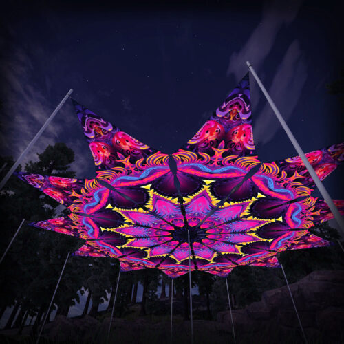 Demon Harmony - 12 Petals Canopy Set - UV-Reactive Flurescent Ceiling Decoration - 3D-Preview