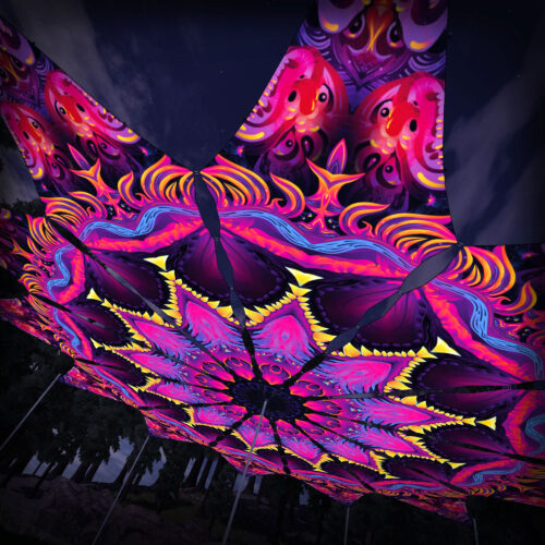 Demon Harmony - 12 Petals Canopy Set - UV-Reactive Flurescent Ceiling Decoration - 3D-Preview