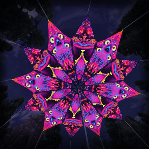 Demon Harmony and Wild Serenity - 12 Petals Canopy Set - UV-Reactive Flurescent Ceiling Decoration - 3D-Preview