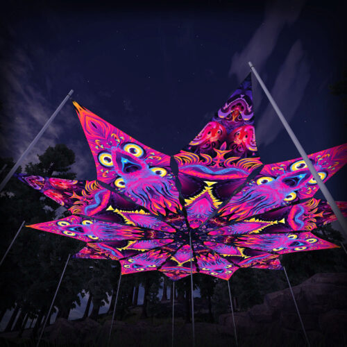Demon Harmony and Wild Serenity - 12 Petals Canopy Set - UV-Reactive Flurescent Ceiling Decoration - 3D-Preview