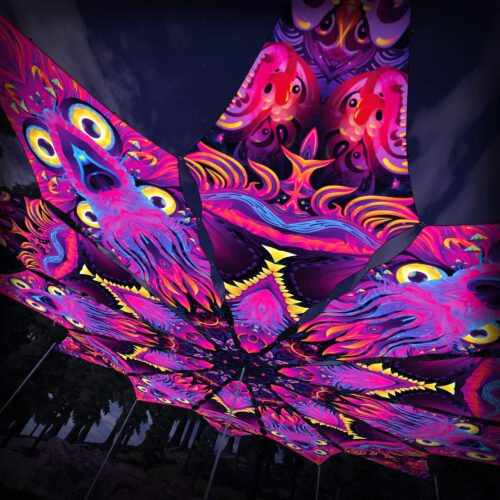 Demon Harmony and Wild Serenity - 12 Petals Canopy Set - UV-Reactive Flurescent Ceiling Decoration - 3D-Preview