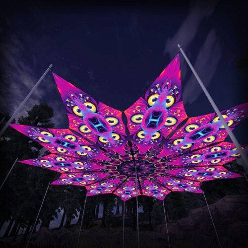 Spirit Realm - 12 Petals Canopy Set - UV-Reactive Flurescent Ceiling Decoration - 3D-Preview