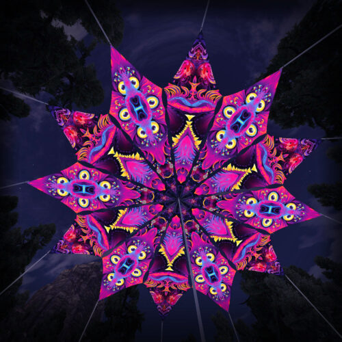 Spirit Realm and Demon Harmony - 12 Petals Canopy Set - UV-Reactive Flurescent Ceiling Decoration - 3D-Preview