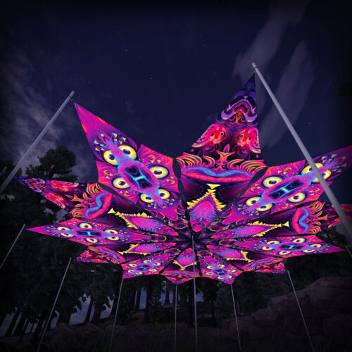 Spirit Realm and Demon Harmony - 12 Petals Canopy Set - UV-Reactive Flurescent Ceiling Decoration - 3D-Preview