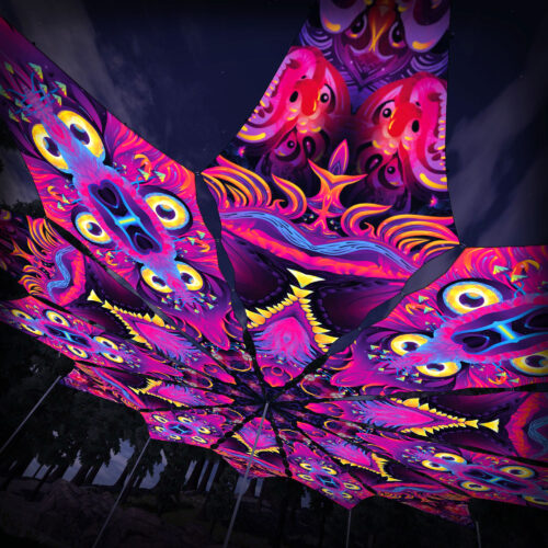 Spirit Realm and Demon Harmony - 12 Petals Canopy Set - UV-Reactive Flurescent Ceiling Decoration - 3D-Preview