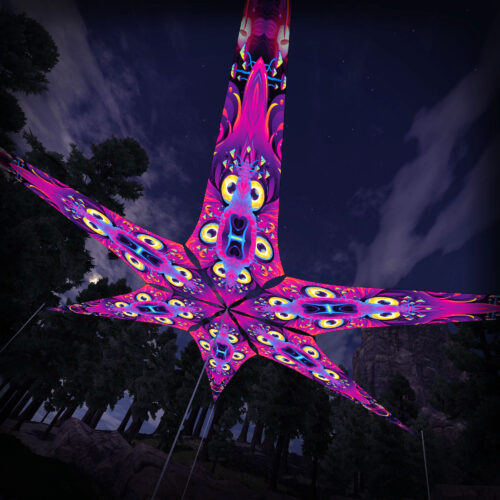 Spirit Realm - 6 Petals Canopy Set - UV-Reactive Flurescent Ceiling Decoration - 3D-Preview